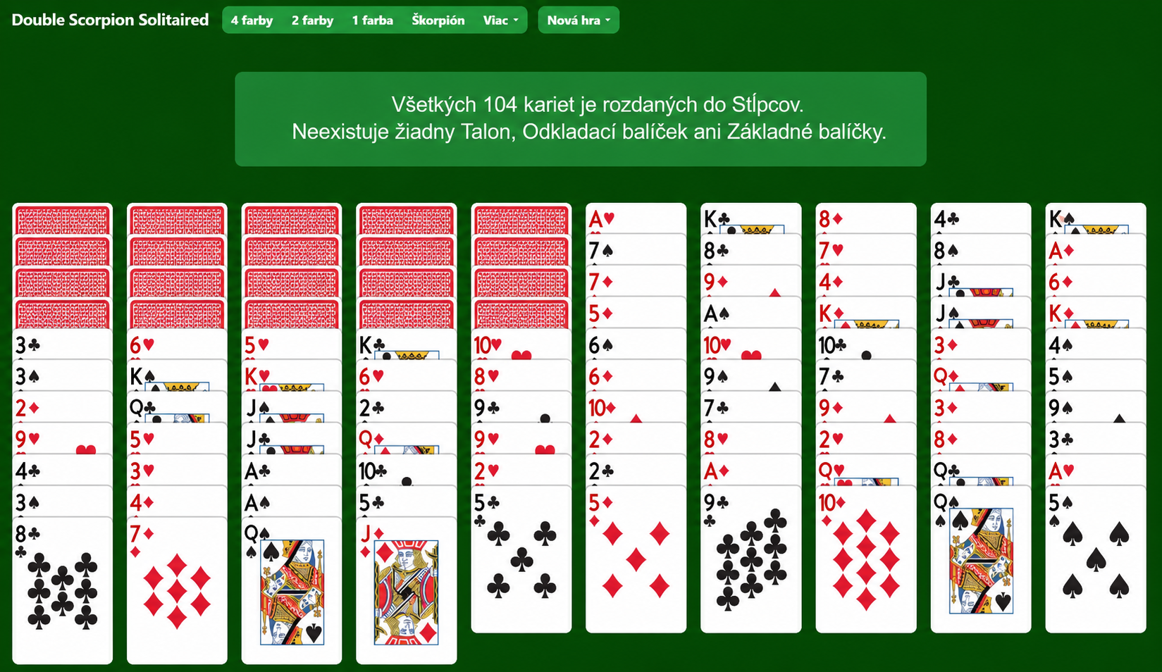 Double Scorpion Solitaire Setup