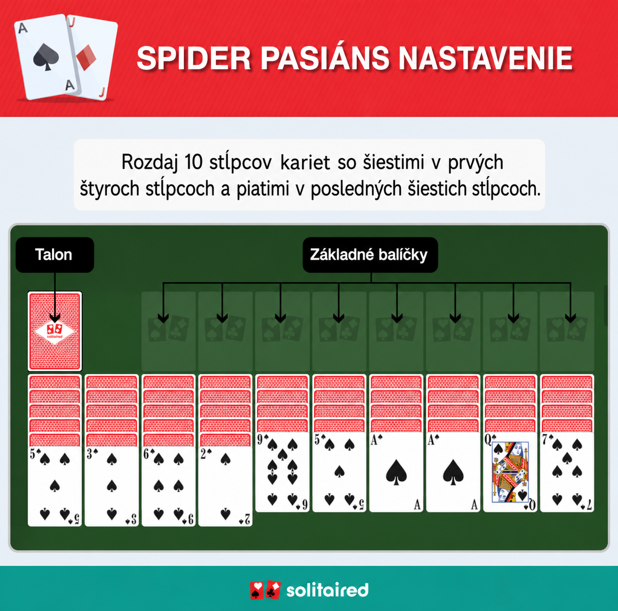 Spider Solitaire setup