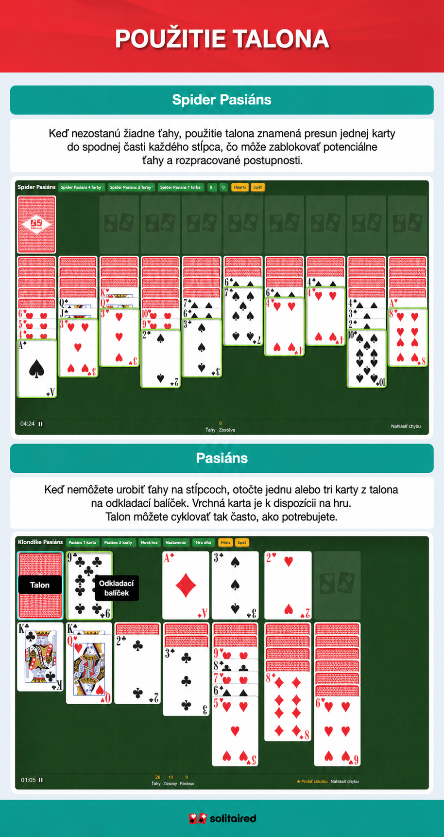 Spider Solitaire and Solitaire stockpile use