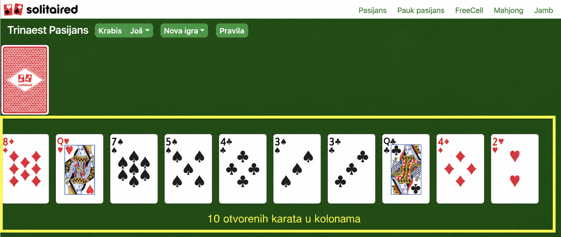 Kako postaviti Thirteens pasijans