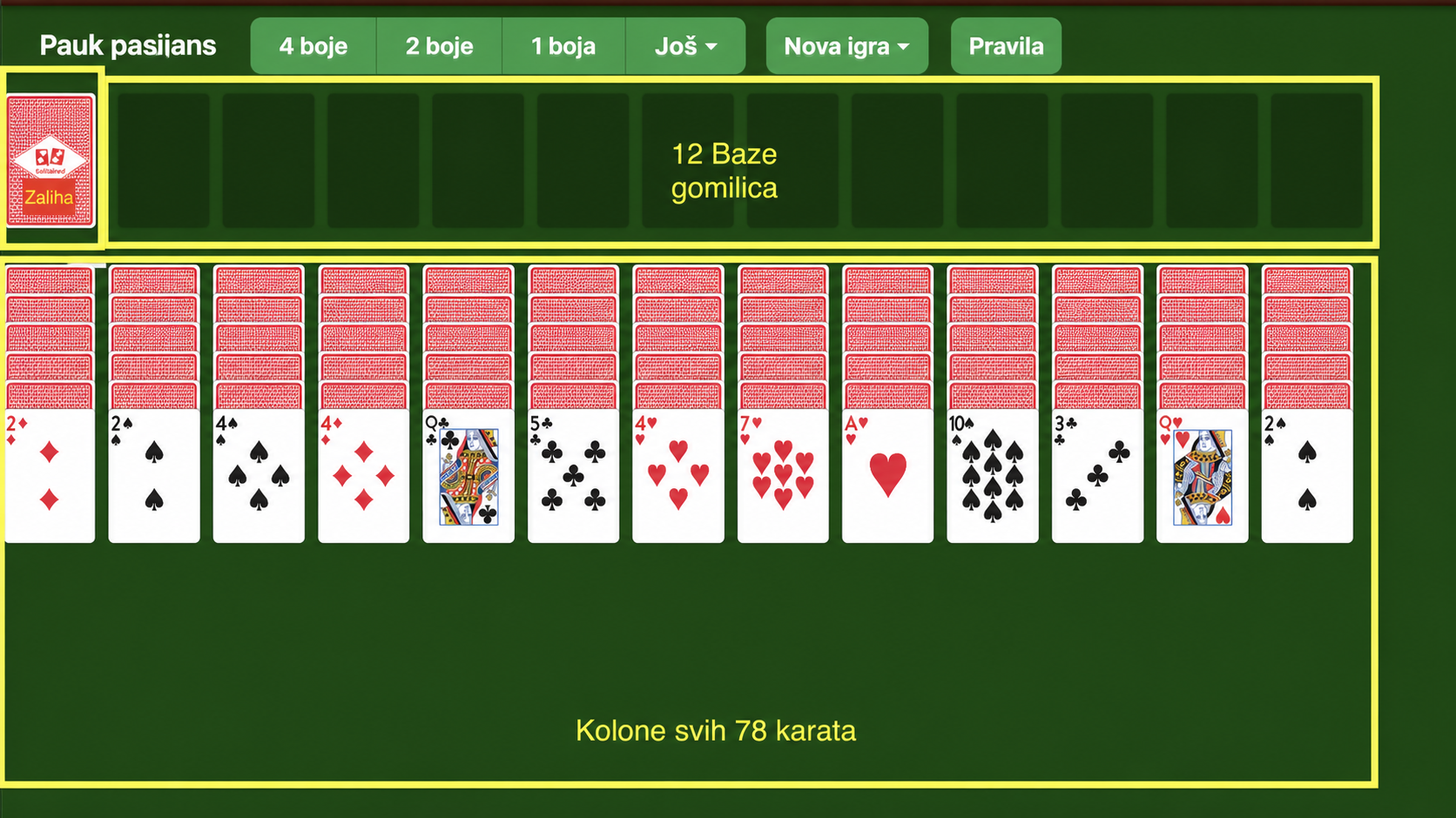 Kako postaviti Big Pauk pasijans