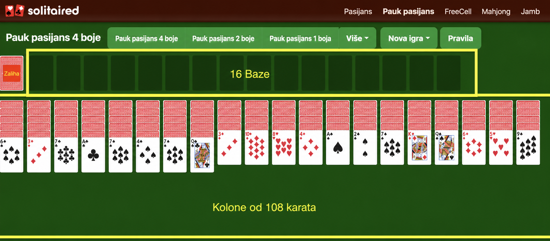 Kako postaviti Ogromni Pauk pasijans