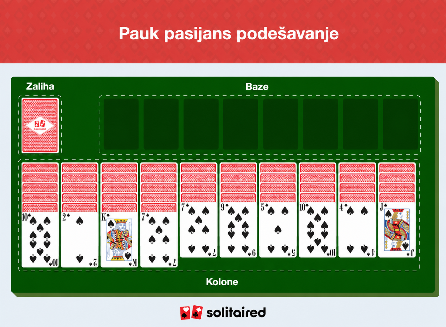 spider solitaire set up