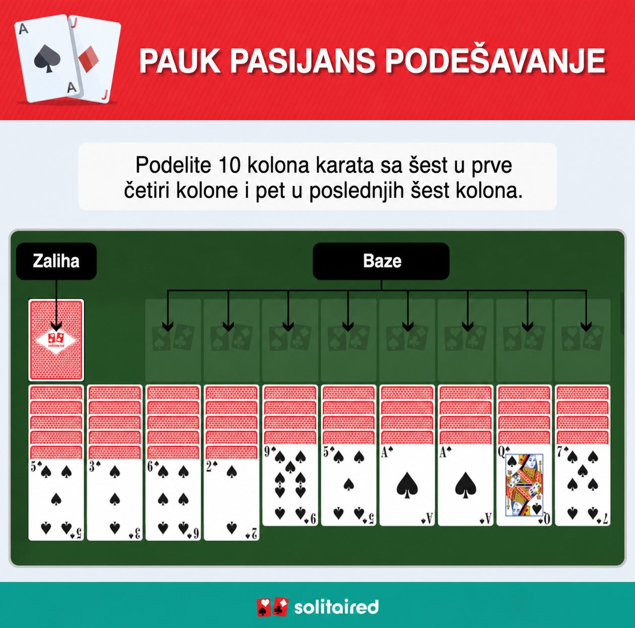 Spider Solitaire setup