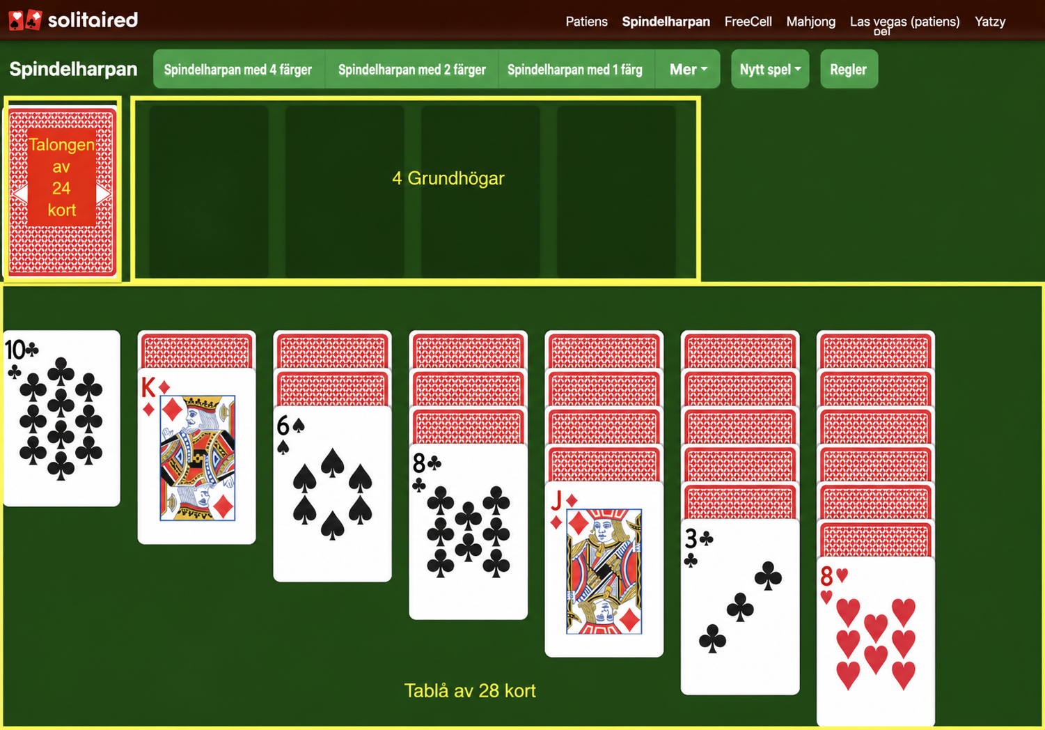 Hur du ställer upp ett spel Spiderette patiens