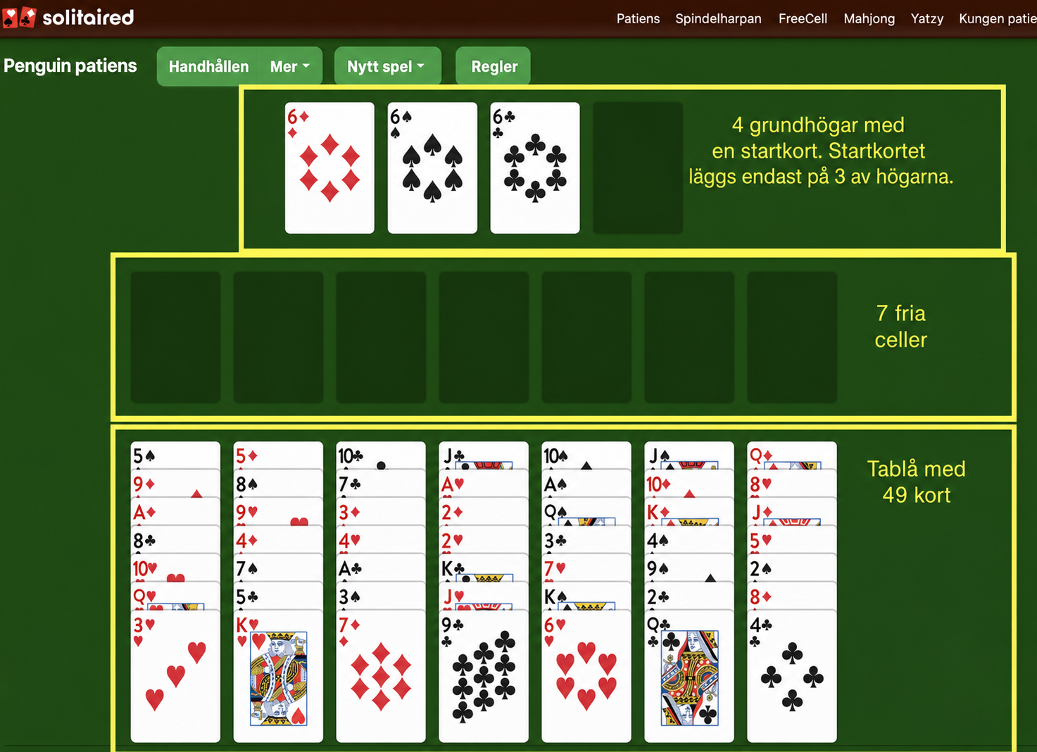 Hur du ställer upp ett spel Penguin patiens
