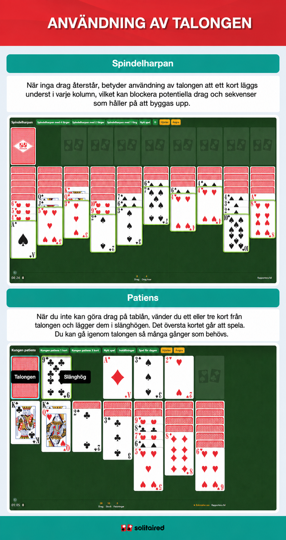 Spider Solitaire and Solitaire stockpile use