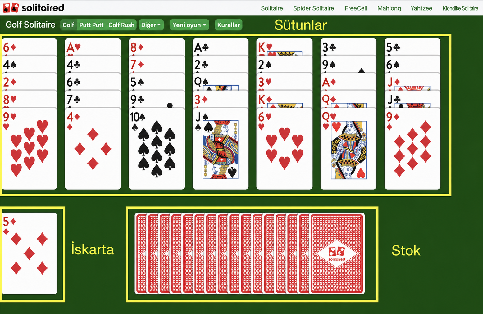 Golf Solitaire nasıl kurulur