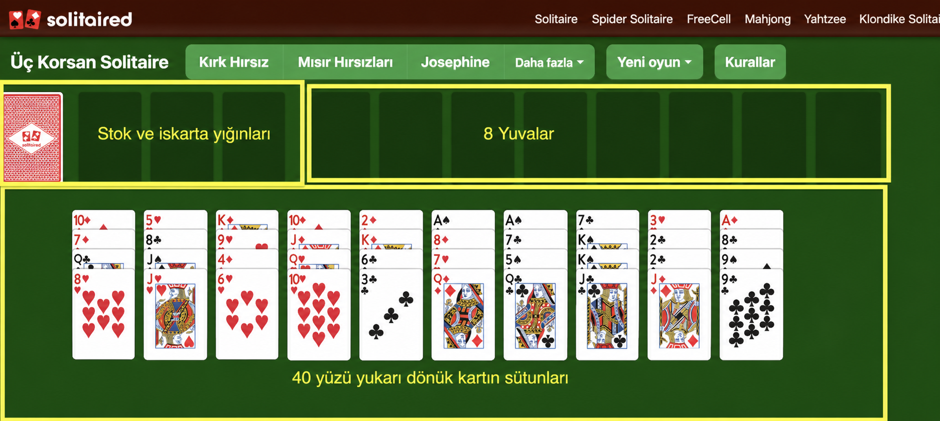 Three Pirates Solitaire setup