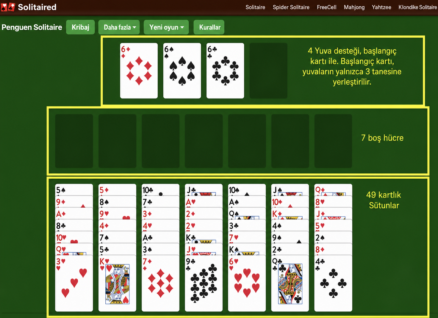Penguin Solitaire oyunu nasıl kurulur