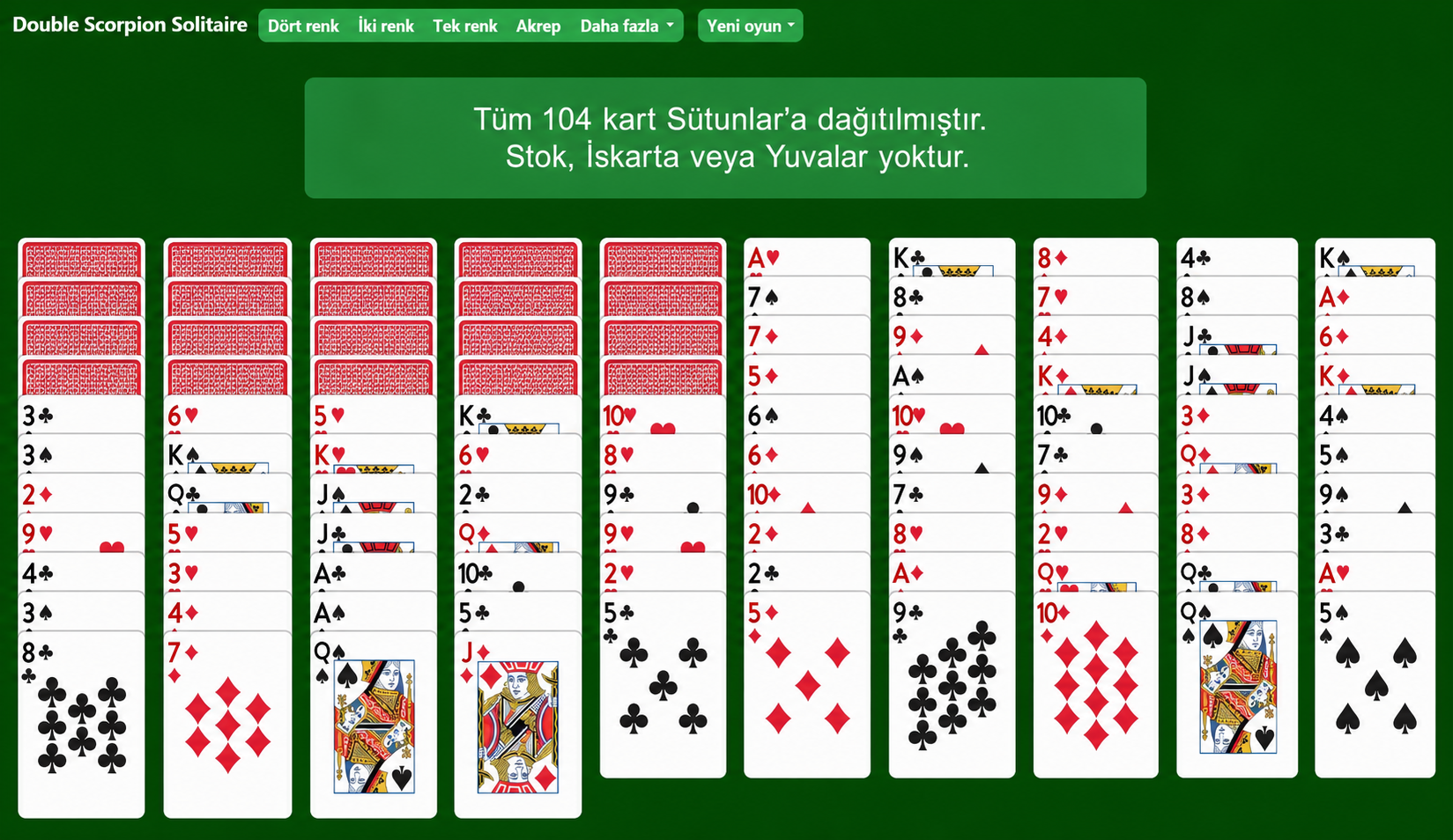 Double Scorpion Solitaire Setup