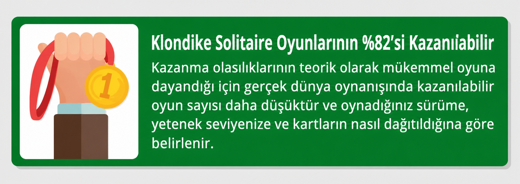 Her solitaire oyununun kazanılabilir olup olmadığına dair bir bilgi kutusu