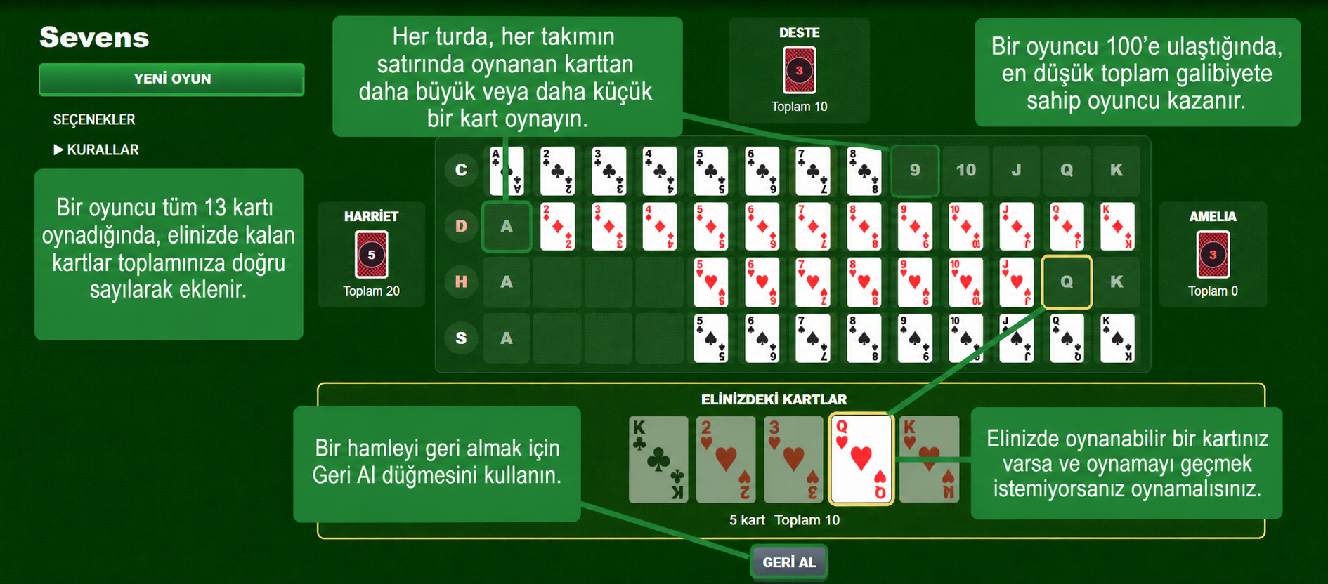 Yedililer kart oyunu kuralları