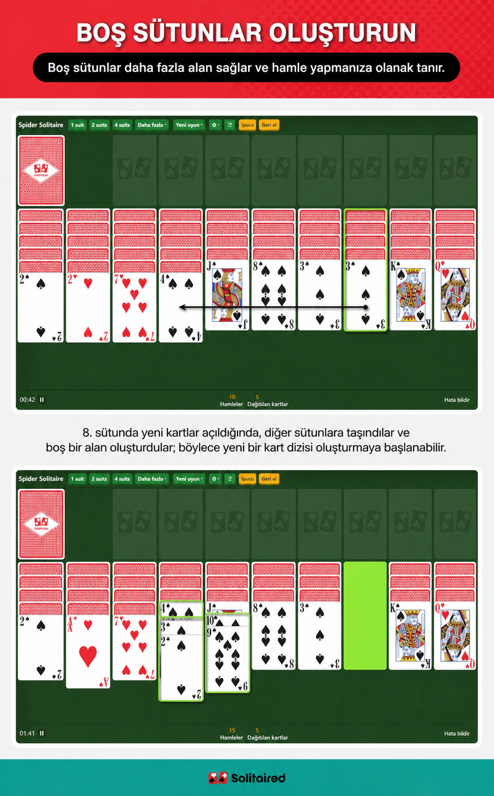 Boş sütunlar oluşturun