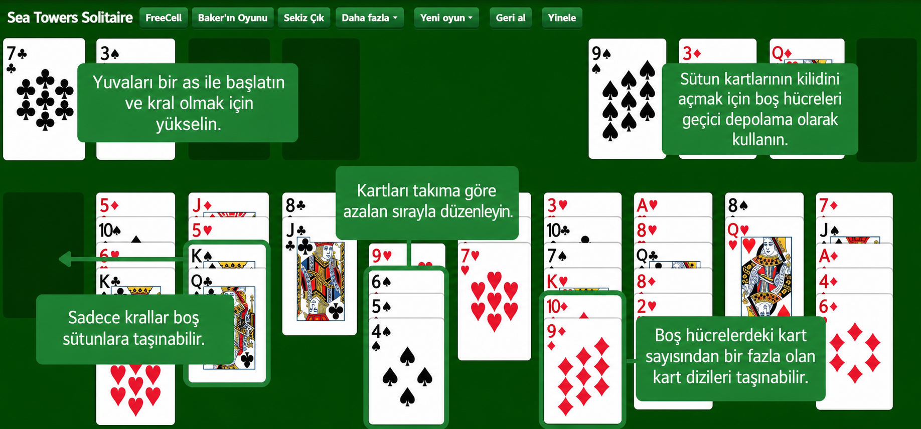 Seahaven Towers Solitaire kuralları
